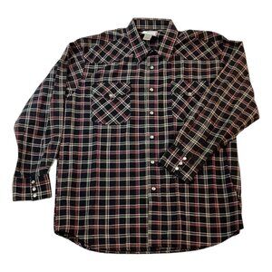 Foxfire Sportswear Men's Plaid Long Sleeve Pearl Snap Shirt Size Large
